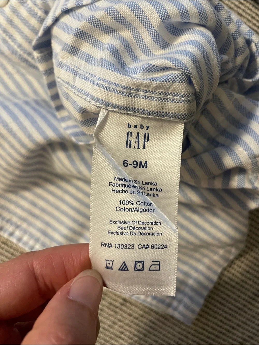 GAP Blue and White Striped Baby Romper with Hat